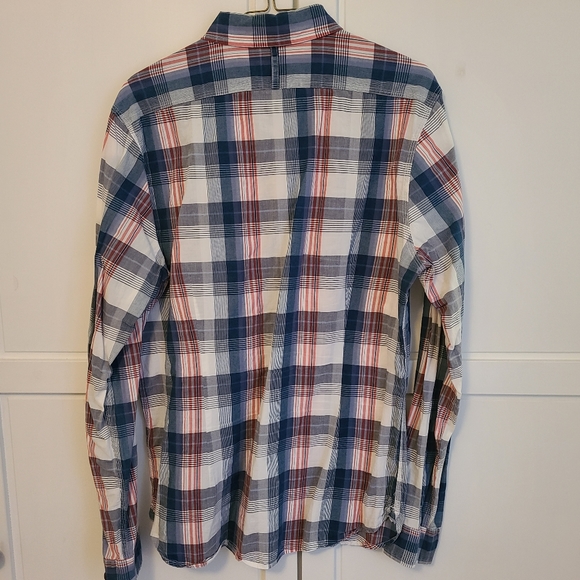 Express Fitted Men's Medium Light Plaid Shirt - Picture 2 of 5